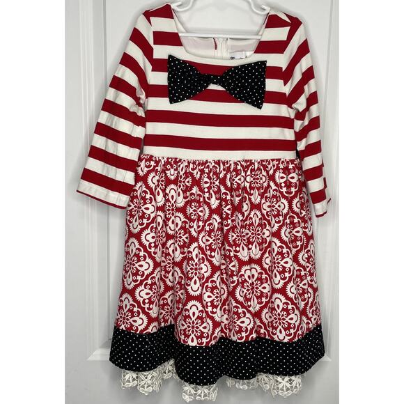 Counting Daisies Mixed Print Holiday Dress Size 6X - Picture 1 of 10